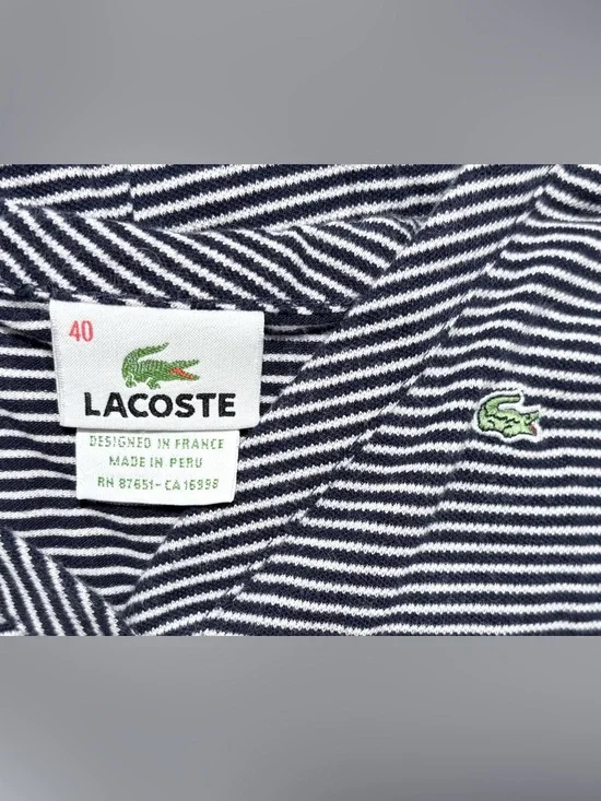 Lacoste Navy & White Striped Button Cardigan 40 - Picture 4 of 5